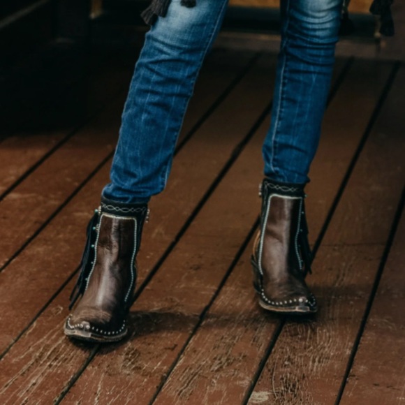 Double D ranch x Old Gringo Black and turquoise fringe cowboy boots - Picture 11 of 12